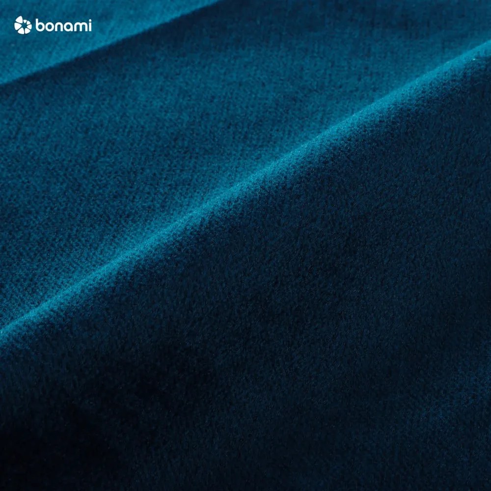 Námorníckymodrá zamatová rozkladacia pohovka do "U" Miuform Lofty Lilly, ľavý roh