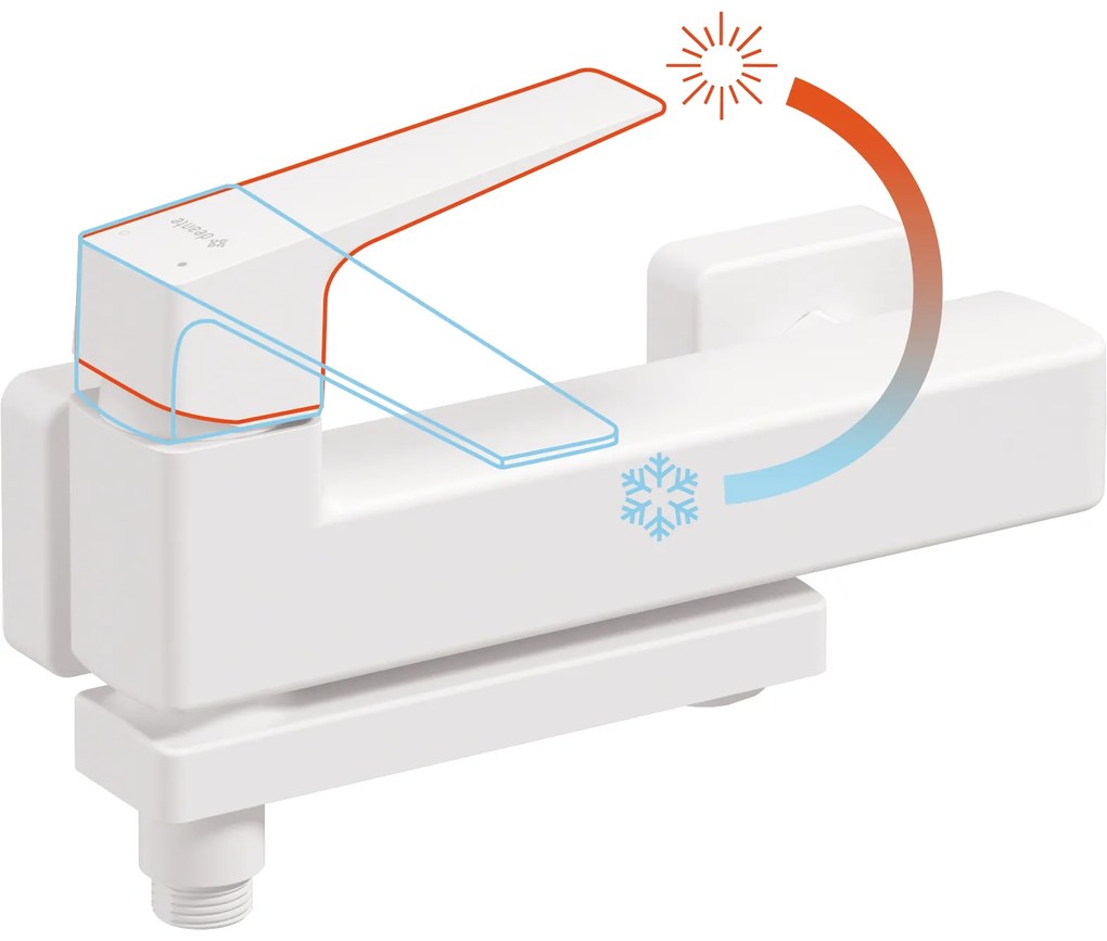 Deante Blur, nástenná vaňová batéria s otočným výtokom, 150 mm, biela matná, DEA-BQL_A12M