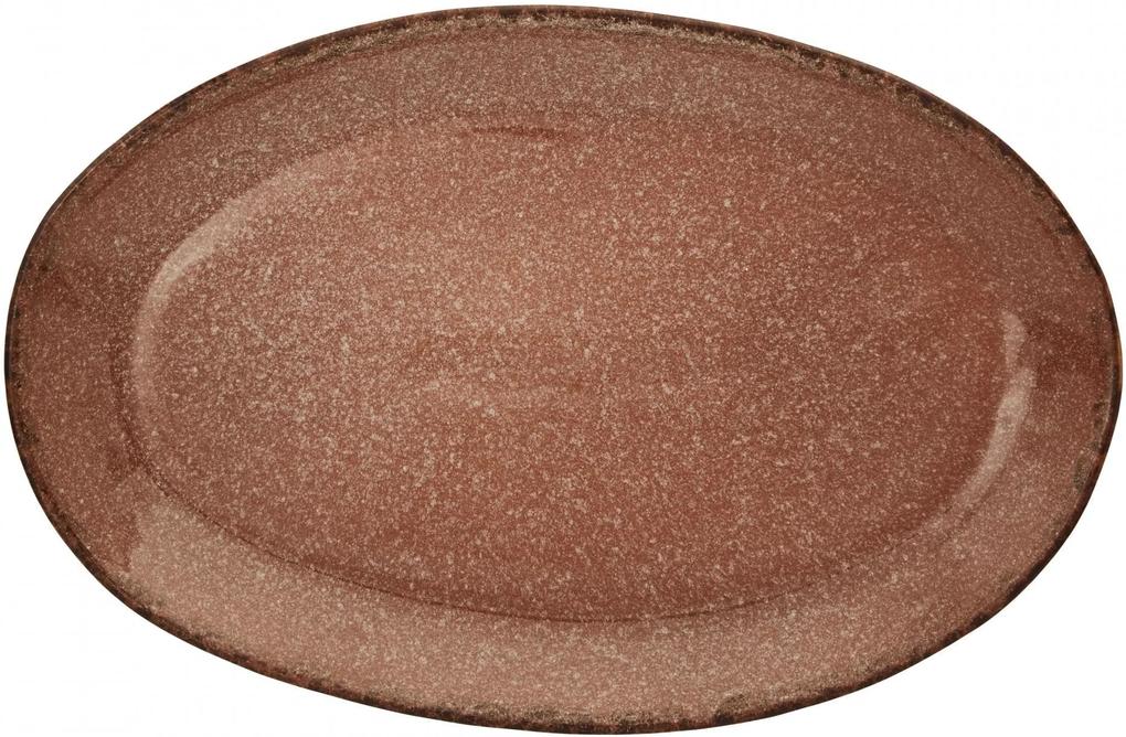 MADAM STOLTZ Oválny kameninový tanier Terracotta