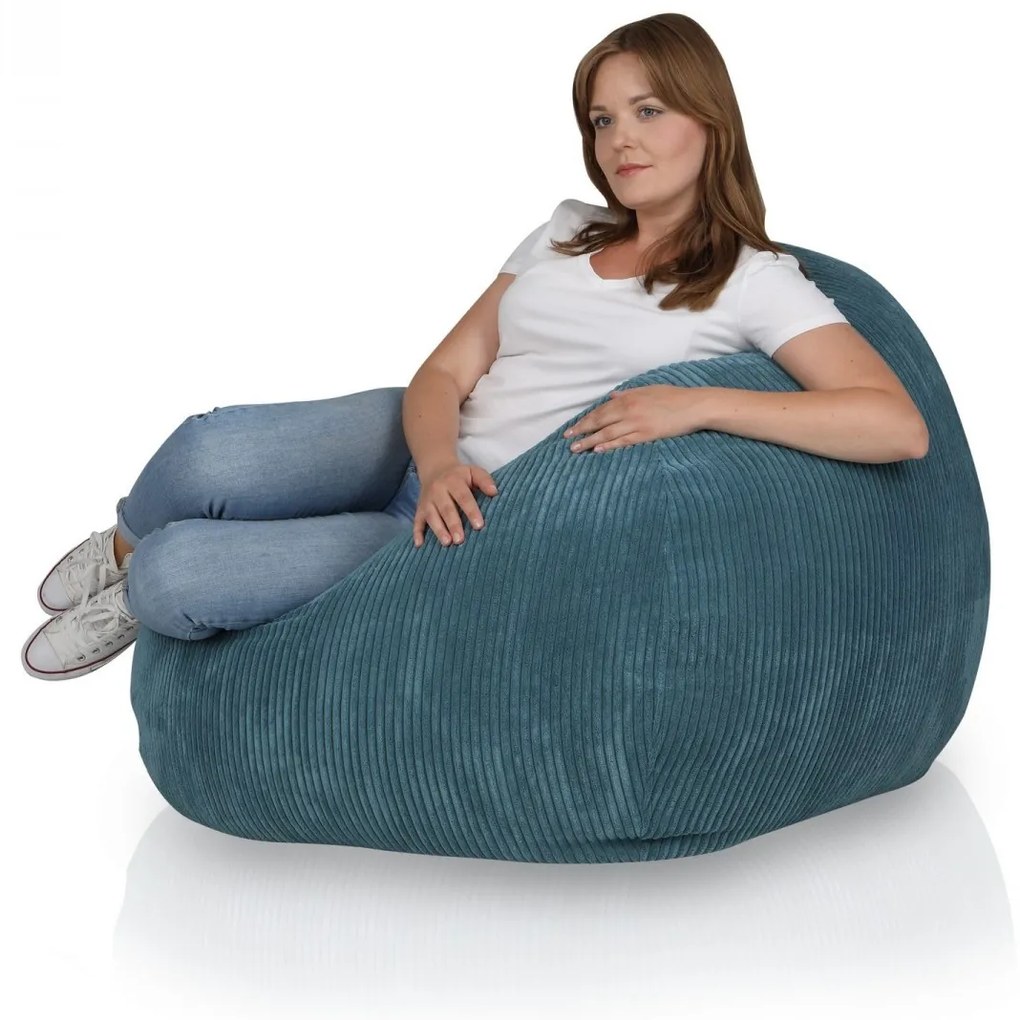 Sedací vak z manšestru – pohodlné kreslo na leňošenie a relax Farba: SZ75 - modrá
