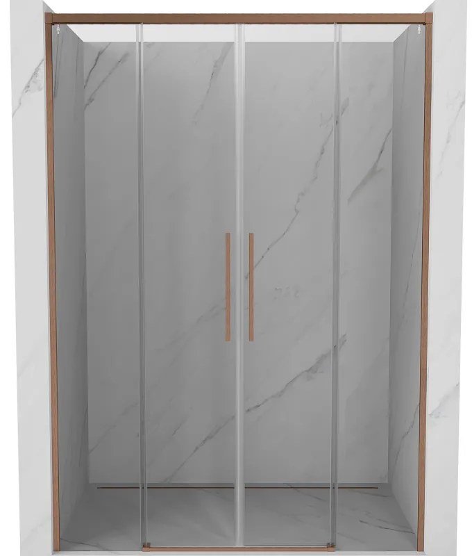 Mexen Rox, posuvné sprchové dvere 150 cm, 8mm číre sklo, medený matný profil, 8C2-150-002-65-00