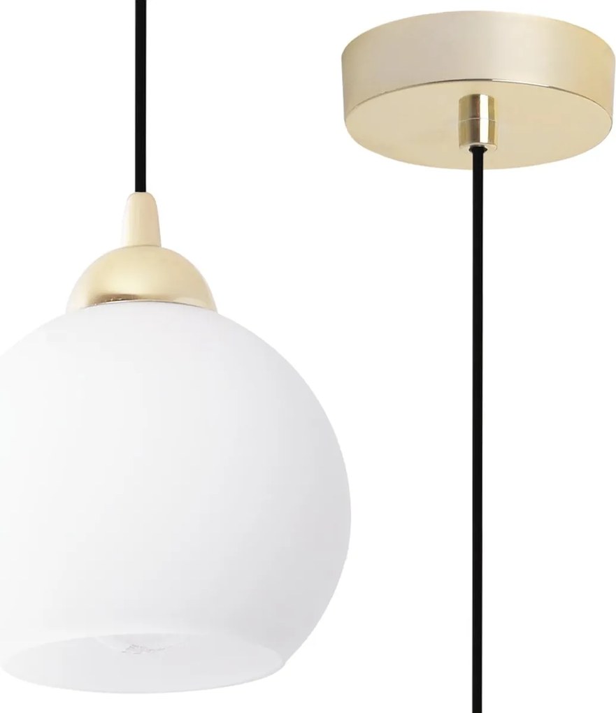 Závesné svietidlo Eliza, 1x biele sklenené tienidlo, g/b