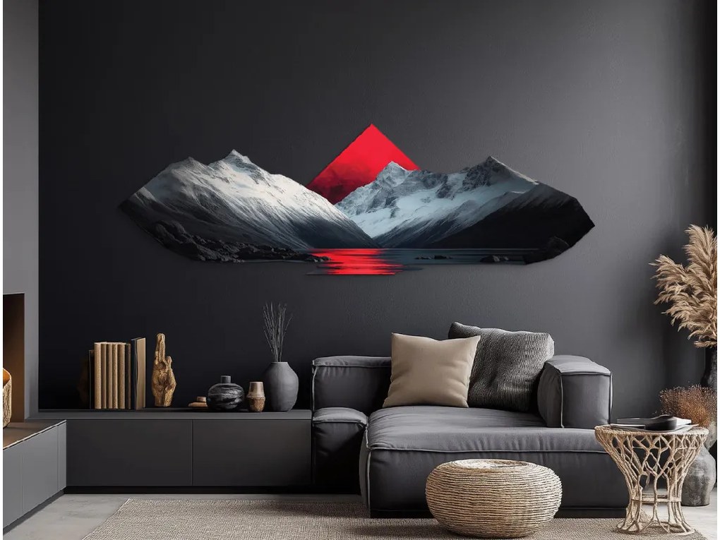 drevko | Minimalistický obraz Červený horizont 235 x 75 cm