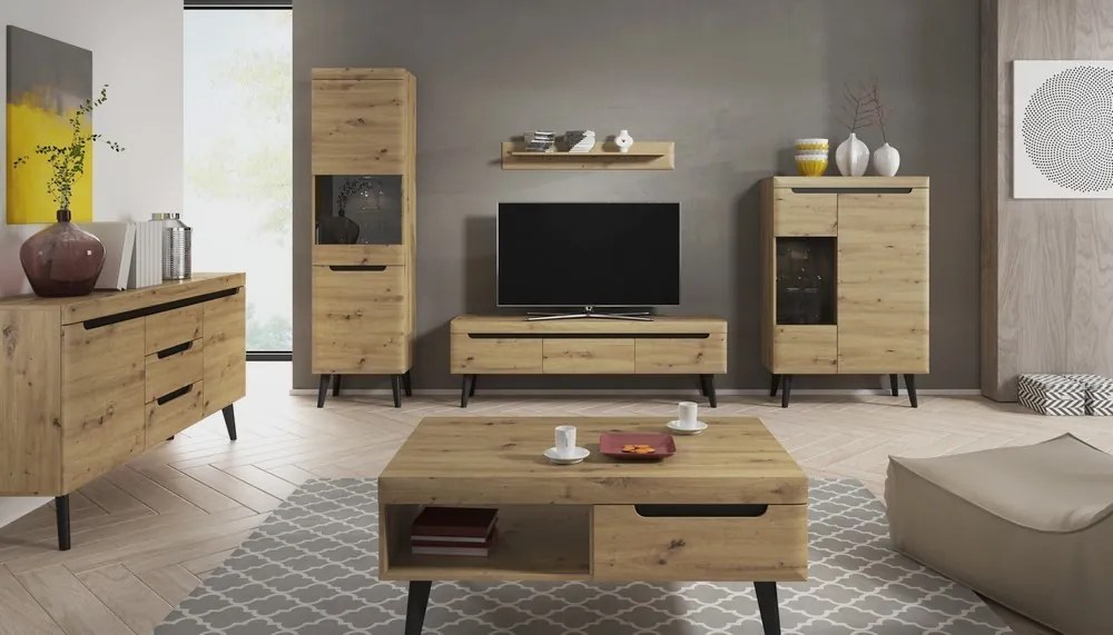 Nízka vitrína Nordi, dub artisan