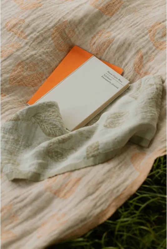 Ľanová deka / obrus Kesäkukka 145x180, ľan-škoricová