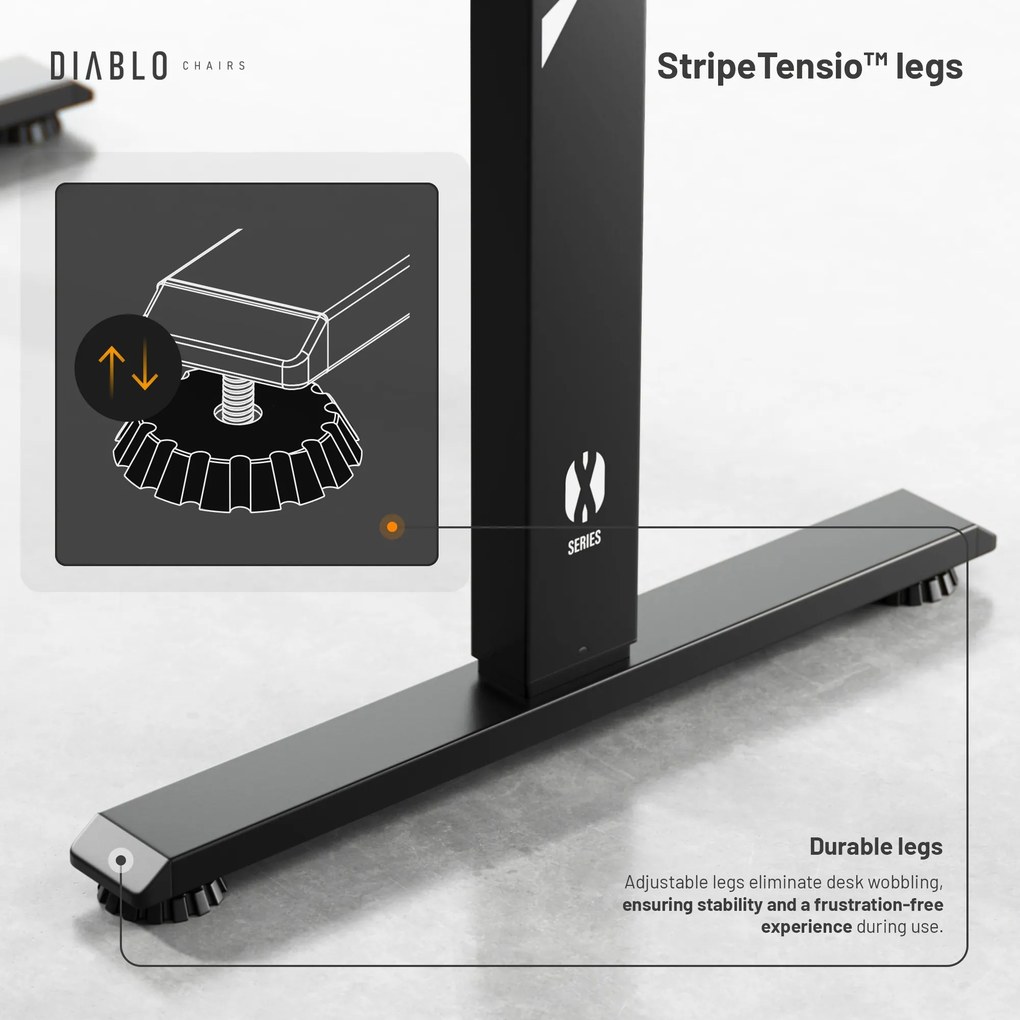 Stôl s elektricky nastaviteľnou výškou 110 cm čierny: Diablo X-Tensio 1100