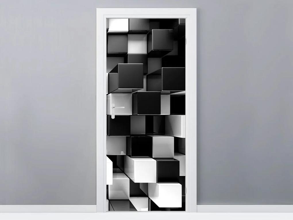 Gario Samolepiaca fólia na dvere Čierno-biele 3D kocky 95x205cm Veľkosť: 95 x 205 cm