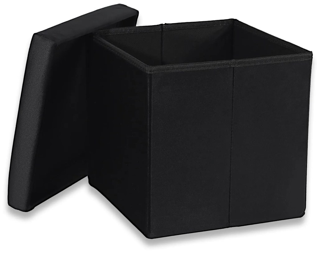 Čierny skladací taburet CUBEXO VELVET M