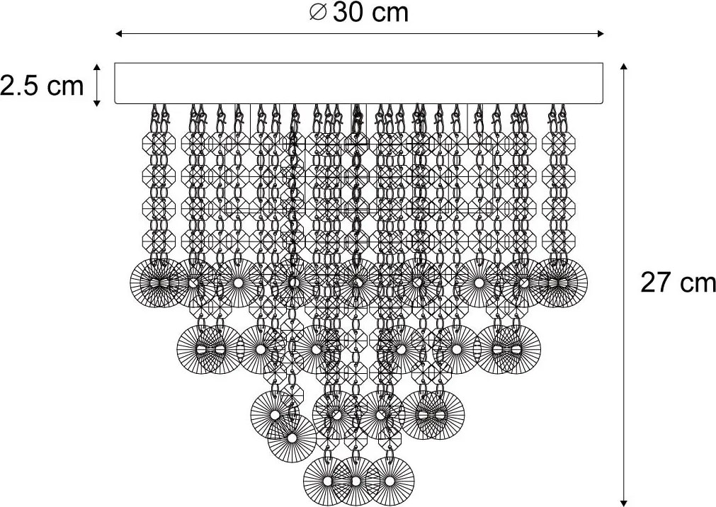 Klasické stropné svietidlo čierne s dymovým sklom - Medusa