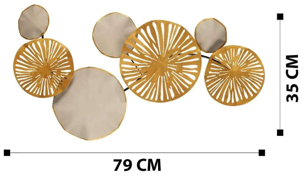 Nástenná kovová dekorácia ASTRID II 130 cm zlatá/šedá