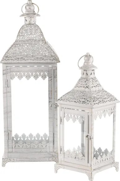 Set dvoch kovových lampášov biely JL326 (2 ks)