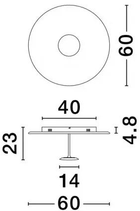 LED stmievateľné biele dizajnové stropné svietidlo Nima 60