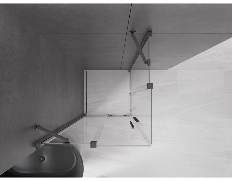 Mexen Velar Duo, sprchový kút s posuvnými dverami 90(dvere) x 90(dvere) cm, 8mm číre sklo, grafitový profil, 871-090-090-02-66