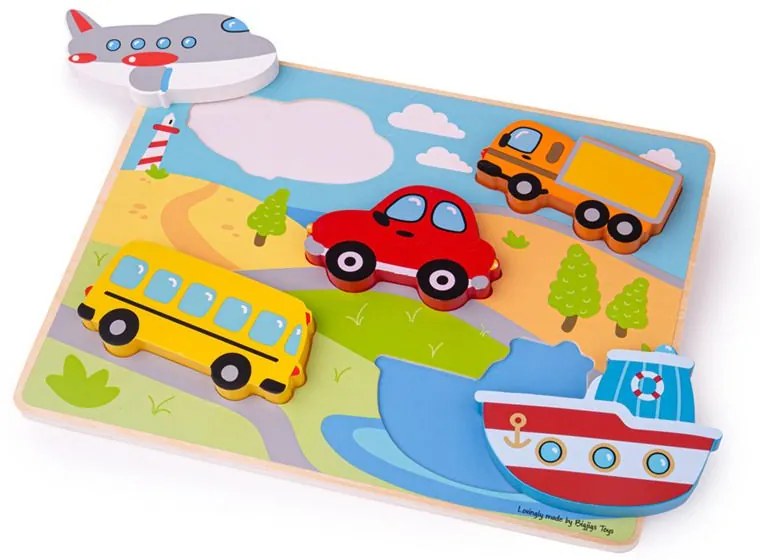 Bigjigs Toys Vkladacie puzzle dopravné prostriedky
