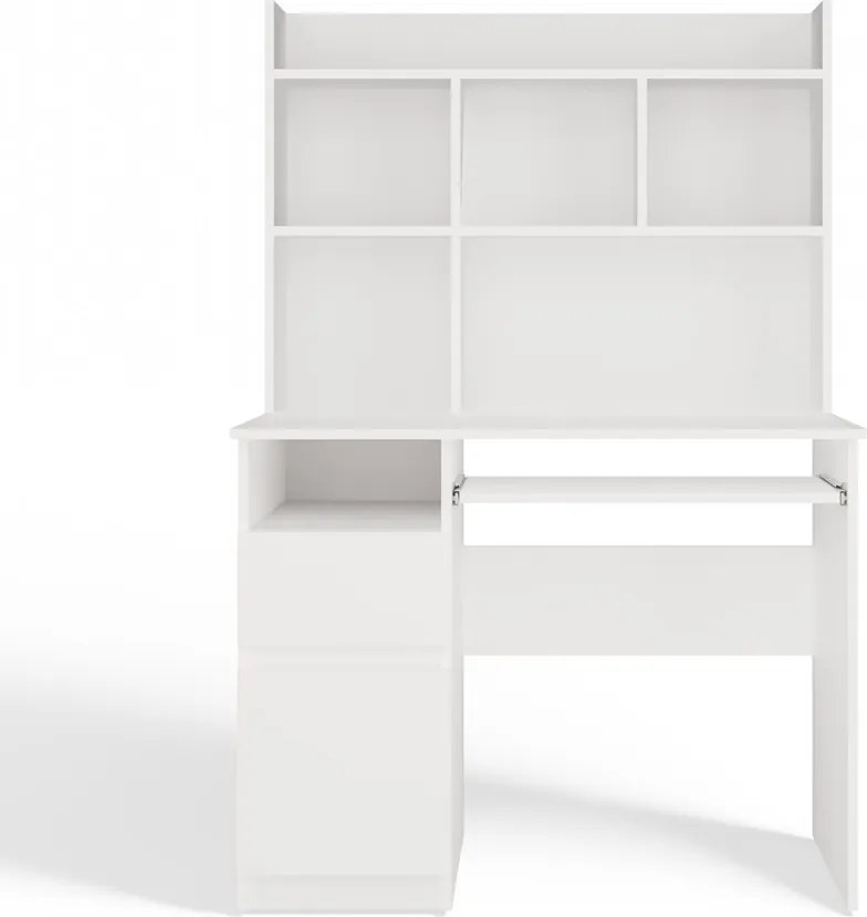 Písací stôl s nadstavbou PORTO ľavý matná biela