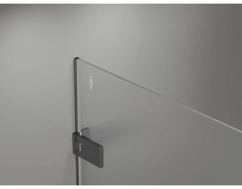 Mexen, Mexen Lunar-F pravé sklápacie sprchové dvere 100 cm, transparentné, pištoľovo šedé kartáčované - 836-100-000-66-00-P