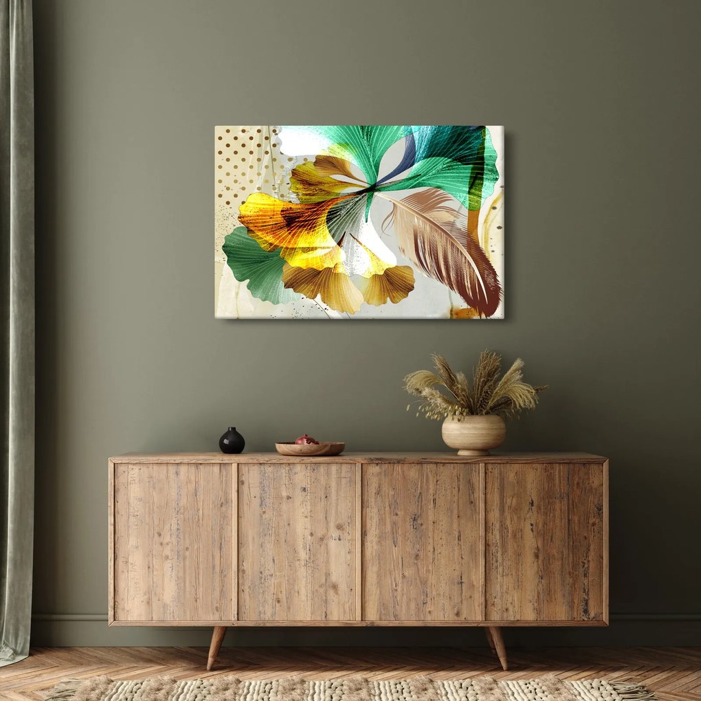 Obraz - Listy s pierkom (90x60 cm)