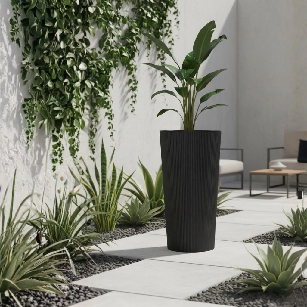 PLASTOVÝ KVETINÁČ URBANIKA ECO 57X29,5 CM ANTRACITOVÁ