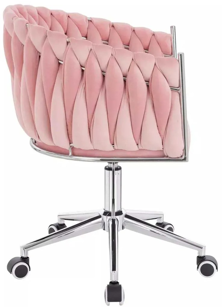 LuxuryForm DESIGN Stolička NORDEN VELUR na striebornej podstave s kolieskami - ružová