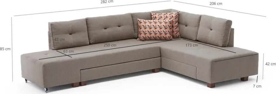 Béžová rozkladacia rohová pohovka (pravý roh) Manama – Balcab Home