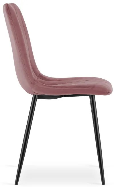 Set štyroch jedálenských stoličiek LAVA zamatové, ružové / čierne nohy (4 ks)