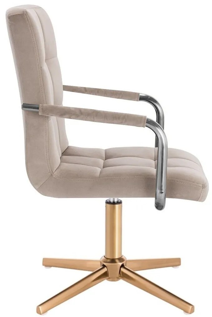LuxuryForm DESIGN Otočná stolička VERONA VELUR na zlatom kríži - latte