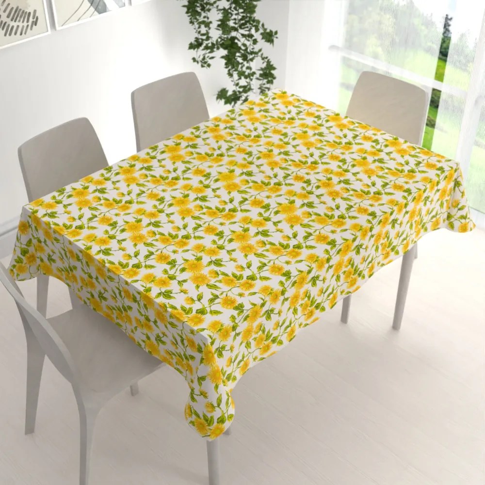 Biante Bavlnený obdĺžnikový obrus Sandra SA-602 Slnečnice na bielom 80x120 cm