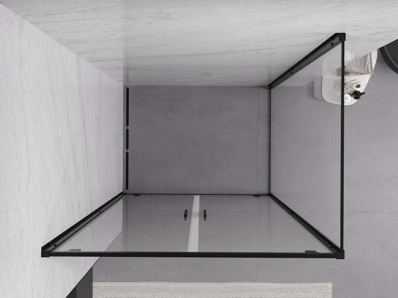 Mexen Exo, výklopná sprchová kabína, dvere 110 cm + bočná stena 70 cm, transparentné sklo, čierna, 8182-110-070-70-00