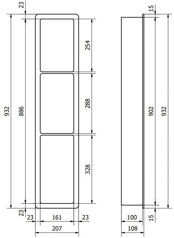 Mexen X-Wall-K, zapustená polica z konglomerátu 93,2 x 20,7 cm, biela, 1900932010