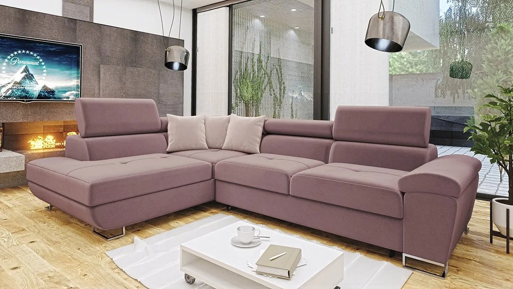 Rohová rozkladacia sedačka Alvin Premium, Dostupné poťahy: Otusso 02 + Sorriso 05 + Sorriso 05, Strana: ľavá