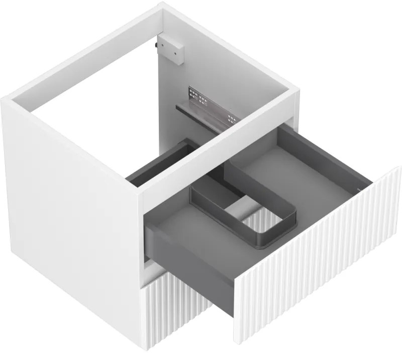 Mexen Rivel, kúpeľňová skrinka 50 cm, 2 zásuvky, drážkovaná, biela matná, 91A20-05047-2-BFF01