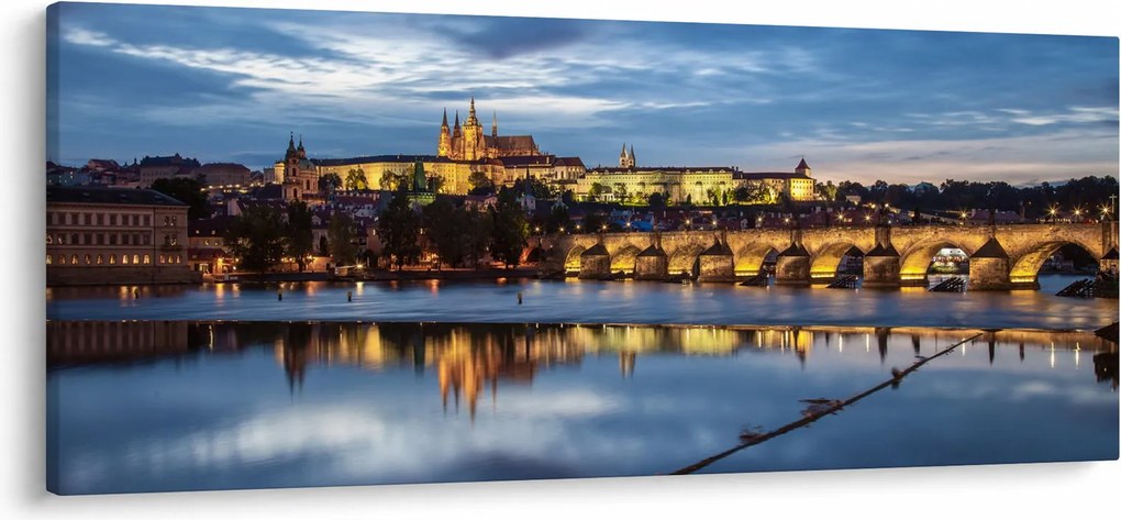 Obraz Pražského hradu a Karlovho mosta (120x50 cm)