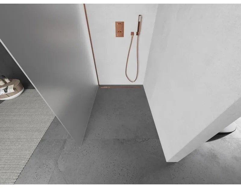 Mexen Kioto L, sprchová zástena Walk-In 70 x 200 cm, 8mm sklo námraza, ružové zlato profil, 800-070-103-60-30