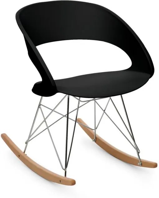 OneConcept Travolta, hojdacia stolička, retro, PP-konštrukcia sedacej časti, brezové drevo, čierna farba