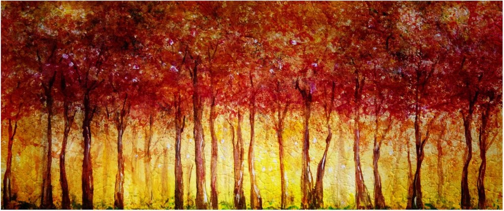 Obraz - Maľba listnatého lesa (120x50 cm)