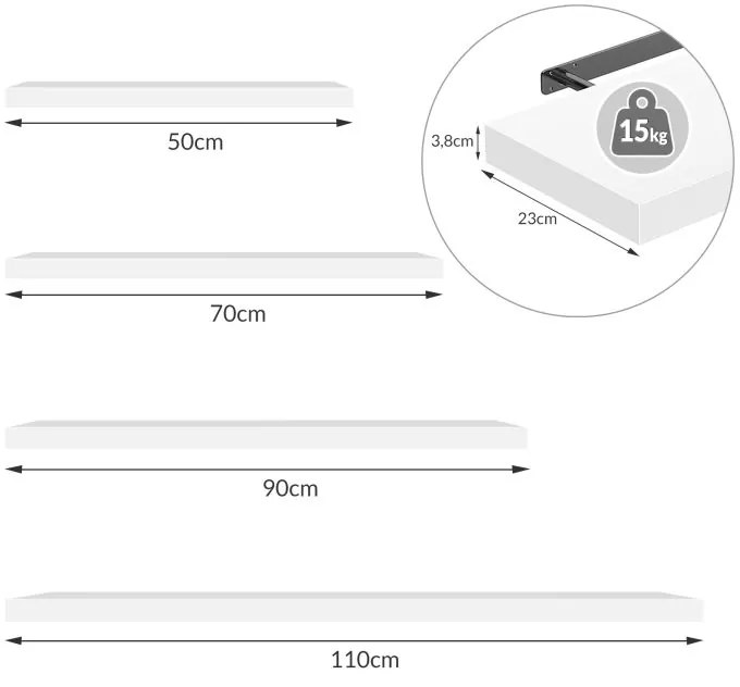 Nástenná polica FIGO+ konzola, 70 cm, tmavý dub Casaria