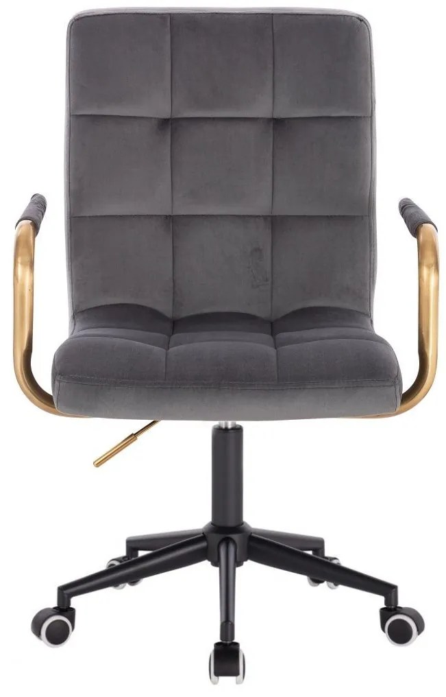 LuxuryForm DESIGN Stolička VERONA GOLD VELUR na čiernej podstave s kolieskami - tmavo šedá