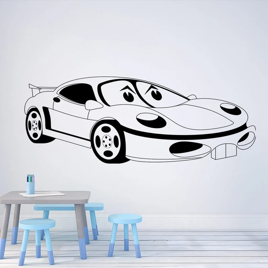 Veselá Stena Samolepka na stenu na stenu Detské autíčko Porsche Farba: černá