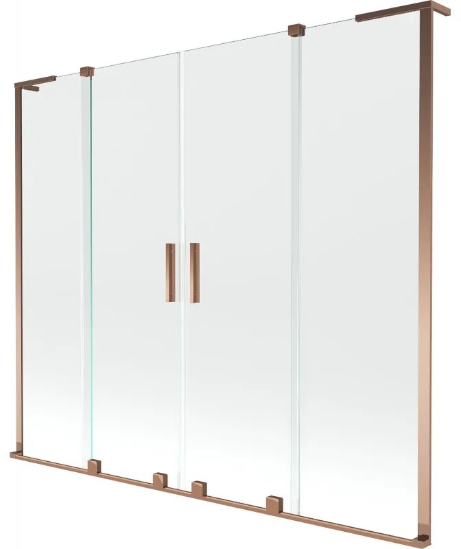 Mexen Velar L Duo, 2-krídlová posuvná vaňová zástena 180 x 150 cm, 8mm číre sklo, ružové zlato, 896-180-003-02-60