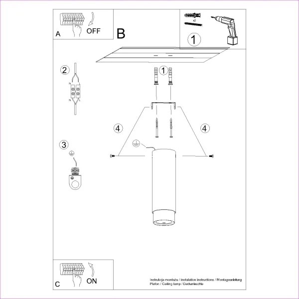Sollux SL.1411 - Bodové svietidlo NERO 1xGU10/10W/230V 22,5 cm čierna/zlatá