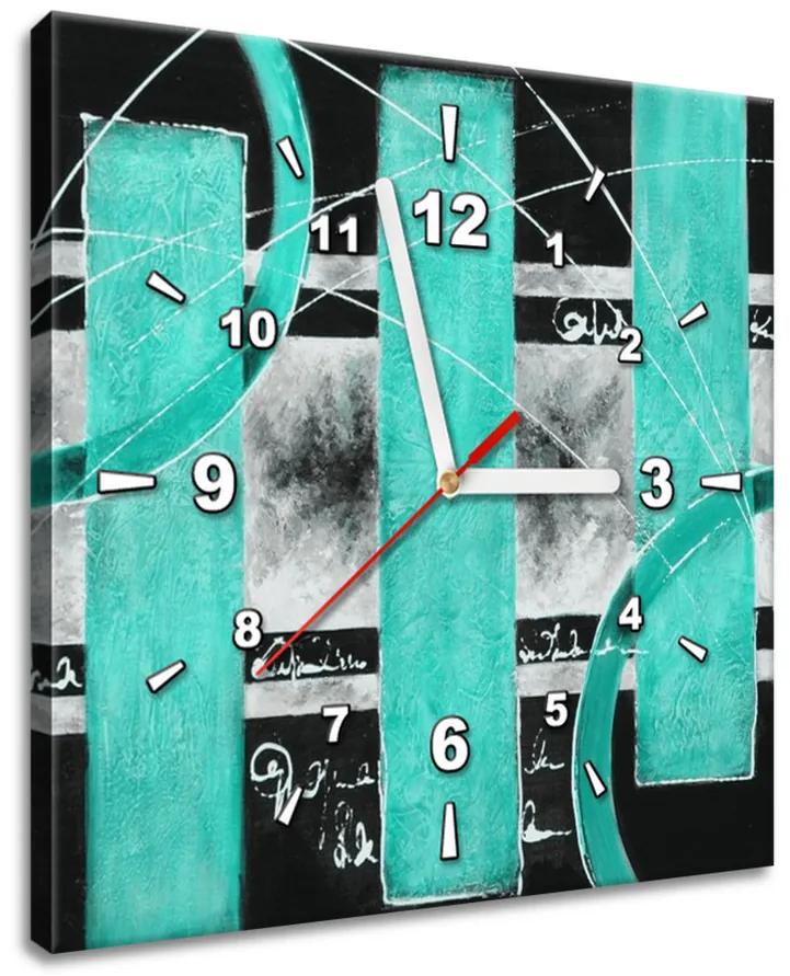 Gario Obraz s hodinami Tyrkysové línie Veľkosť: 30 x 30 cm