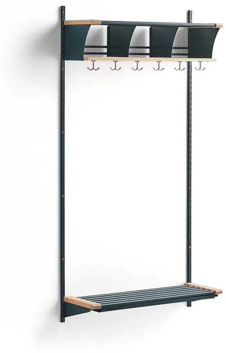 Vešiaková stena JEPPE s 3 priehradkami, základná sekcia, 1790x900x310 mm, modrá/breza