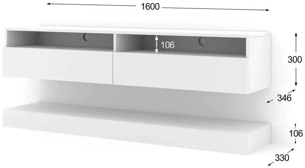 TV stolík/skrinka Dual 160 (biela). Akcia -19%. Vlastná spoľahlivá doprava až k Vám domov. 1124832