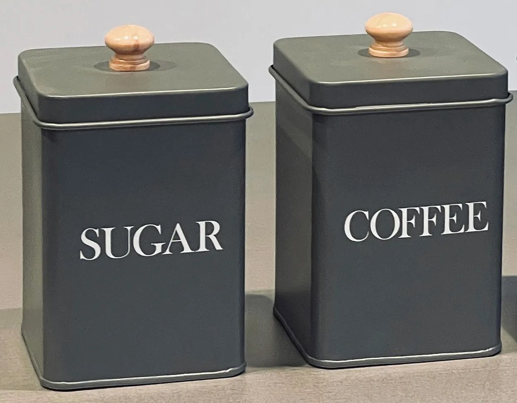 Sada 2ks kovová nádoba na kávu a cukor Melanie, 0,95 l