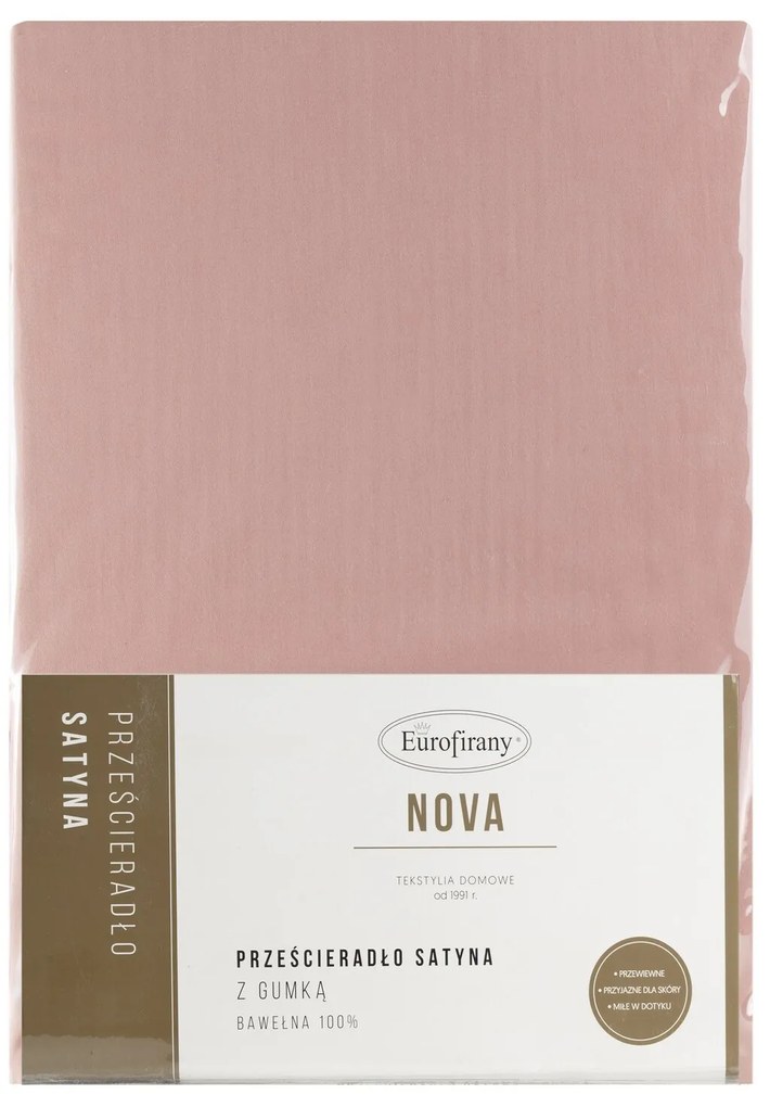 MAKOSATÉNOVÉ PRESTIERADLO NOVA 180X200 CM, VÝŠKA 30 CM PÚDROVO RUŽOVÉ