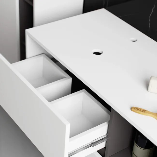 Skrinka pod umývadlo VAMI W90 2SZ biela / garafitová / sivá