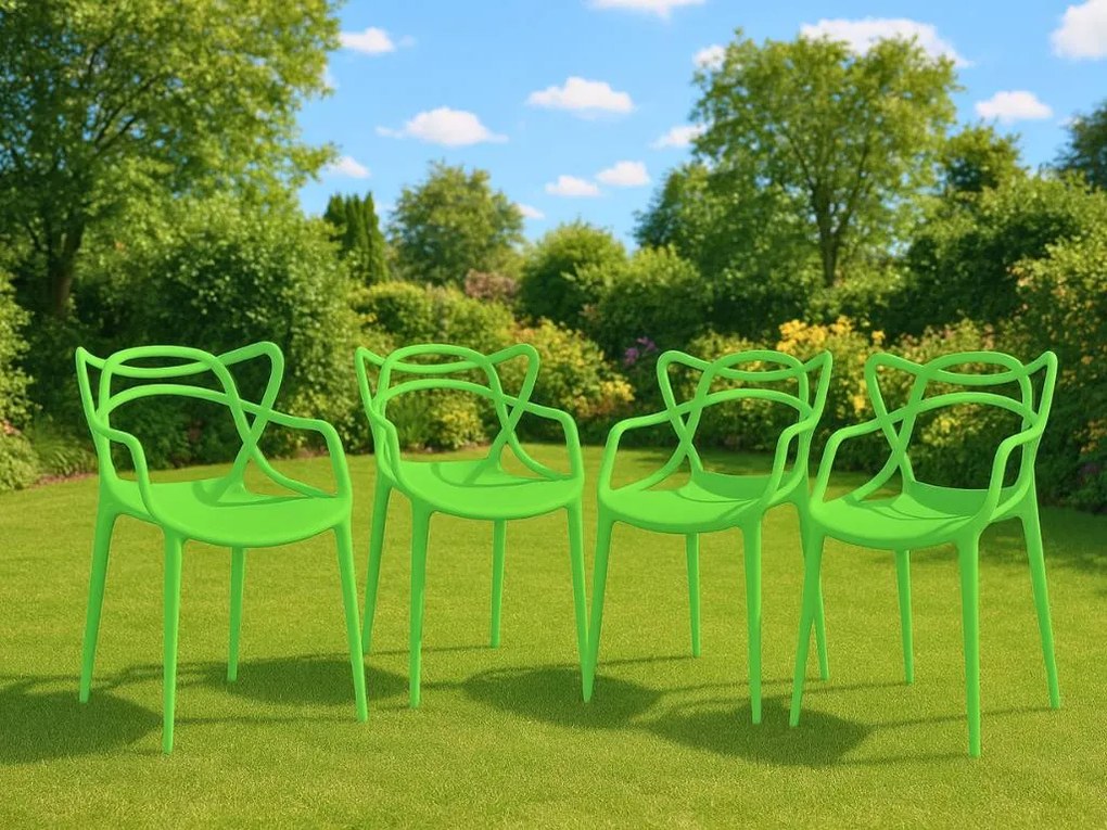 Sada 4 ks plastových stoličiek KATO zelených