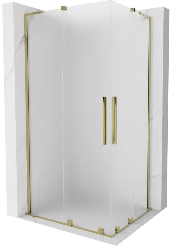 Mexen Velar L Duo, sprchový kút s posuvnými dverami 100 x 90 cm, 8mm sklo námraza, zlatá lesklá, 871-100-090-02-33-50