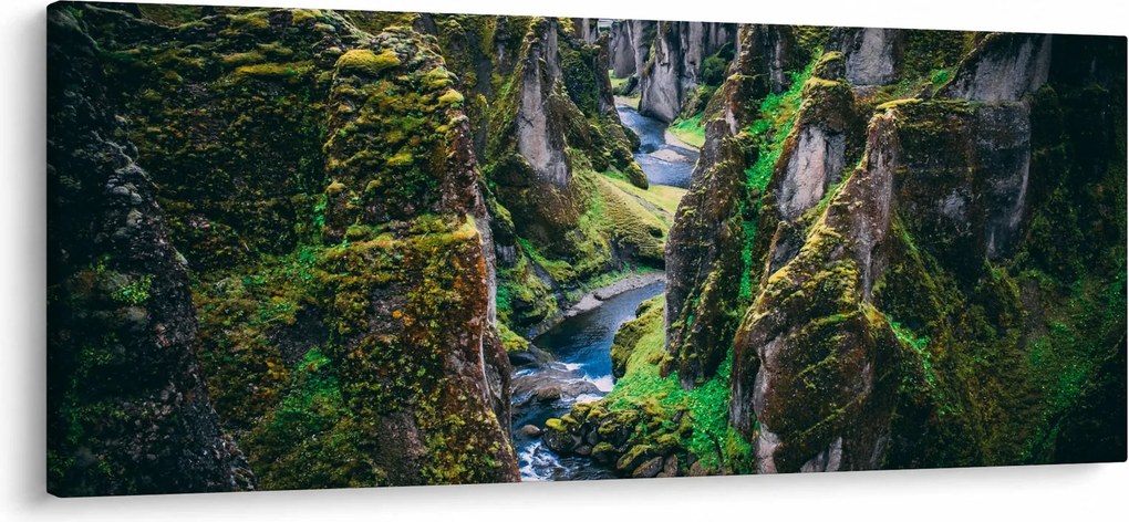 Obraz - Rieka v skalnatom údolí (120x50 cm)