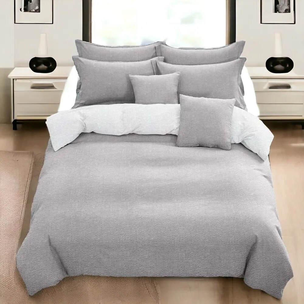 Krepové obliečky Homa DEVAN LIGHT GREY 3-dielna sada 140x200 cm